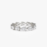 2.30 ctw 14k Pear Shape Horizontal Full Eternity Lab Grown Diamond Ring - Mia 14K White Gold Ferkos Fine Jewelry