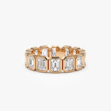 3.50 ctw 14k Bezel Setting Full Eternity Emerald Cut Lab Grown Diamond Wedding Ring - Nova 14K Rose Gold Ferkos Fine Jewelry