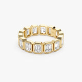 3.50 ctw 14k Bezel Setting Full Eternity Emerald Cut Lab Grown Diamond Wedding Ring - Nova  Ferkos Fine Jewelry