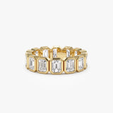 3.50 ctw 14k Bezel Setting Full Eternity Emerald Cut Lab Grown Diamond Wedding Ring - Nova 14K Gold Ferkos Fine Jewelry