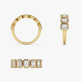 1.45 ctw 14k Bezel Setting Seven Stone Emerald Cut Lab Grown Diamond Wedding Ring - Zoey Ferkos Fine Jewelry