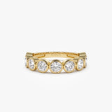 1.75 ctw 14k Bezel Setting Nine Stone Round Lab Grown Diamond Wedding Ring - Lily 14K Gold Ferkos Fine Jewelry