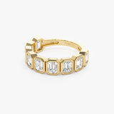 1.90 ctw 14k Bezel Setting Nine Stone Emerald Cut Lab Grown Diamond Wedding Ring - Victoria Ferkos Fine Jewelry