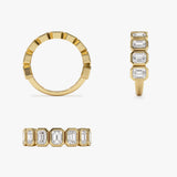 1.90 ctw 14k Bezel Setting Nine Stone Emerald Cut Lab Grown Diamond Wedding Ring - Victoria  Ferkos Fine Jewelry