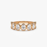 1.45 ctw 14k Bezel Setting Seven Stone Oval Shape Lab Grown Diamond Ring - Avery Ferkos Fine Jewelry