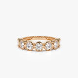 1.45 ctw 14k Bezel Setting Seven Stone Round Lab Grown Diamond Ring - Mila 14K Rose Gold Ferkos Fine Jewelry