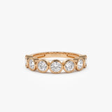 1.45 ctw 14k Bezel Setting Seven Stone Round Lab Grown Diamond Ring - Mila Ferkos Fine Jewelry