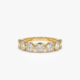 1.45 ctw 14k Bezel Setting Seven Stone Round Lab Grown Diamond Ring - Mila 14K Gold Ferkos Fine Jewelry