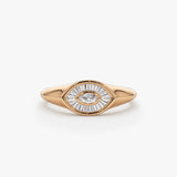 14k Gold Marquise Shape Baguette Diamond Ring 14K Rose Gold Ferkos Fine Jewelry