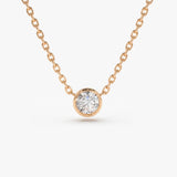14K Gold Bezel Set Diamond Solitaire Necklace 14K Rose Gold Ferkos Fine Jewelry