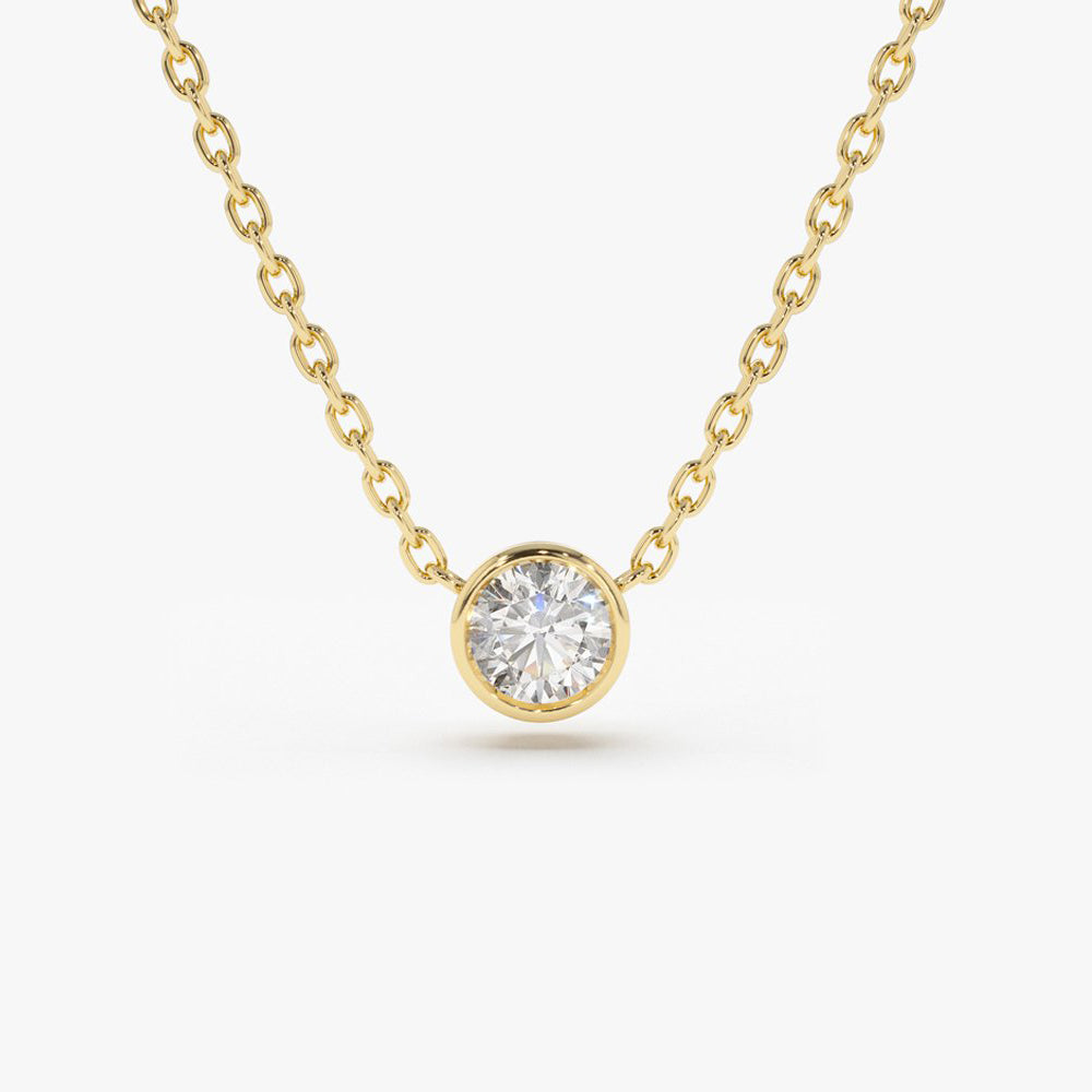 14K White Gold Simple Diamond Necklace