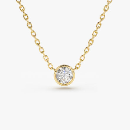 14K Gold Bezel Set Diamond Solitaire Necklace 14K Gold Ferkos Fine Jewelry