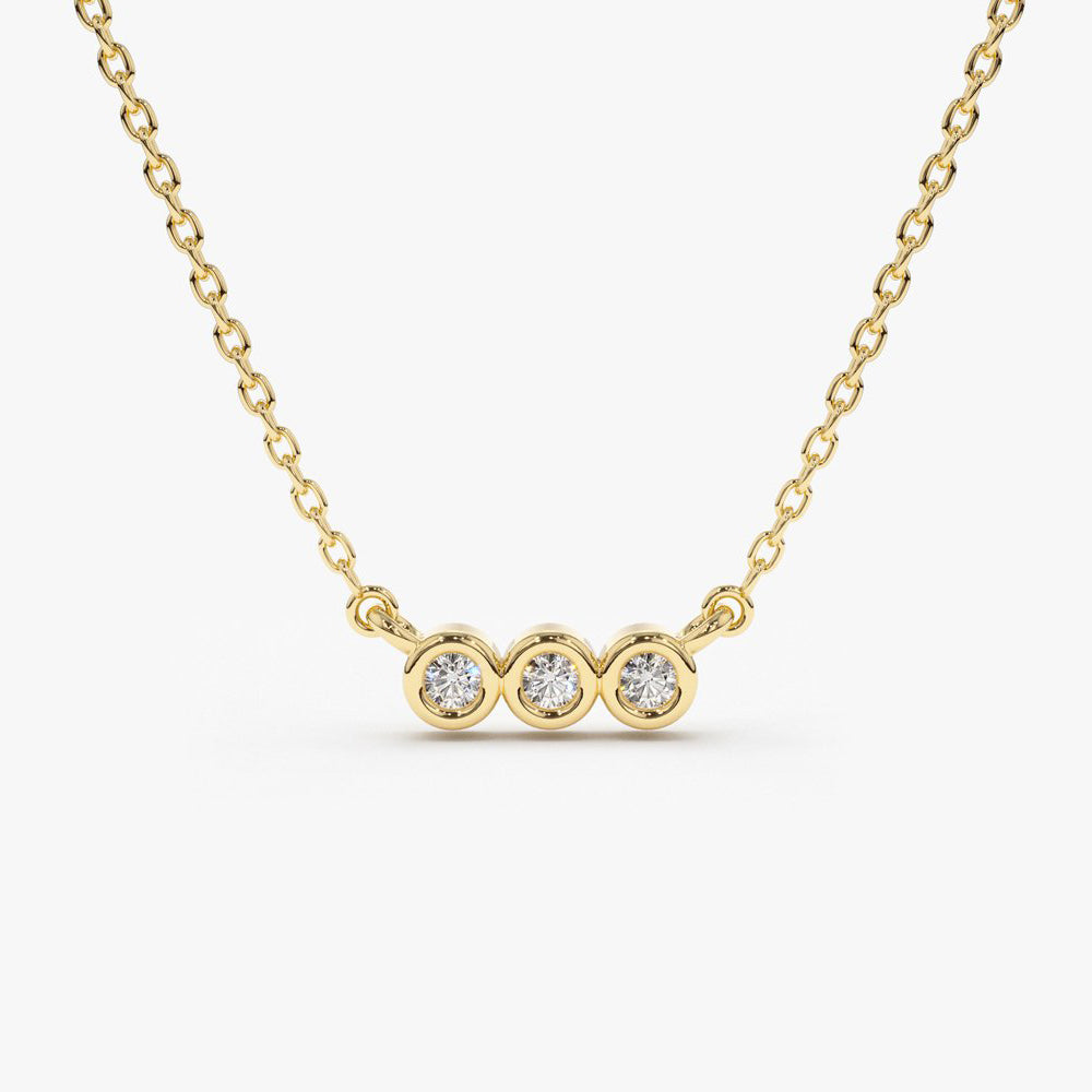 3 diamond bezel necklace Clearance