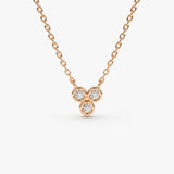 14k Bezel Set Trio Diamond Necklace 14K Rose Gold Ferkos Fine Jewelry