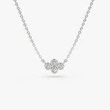14K Gold Four Stone Diamond Cluster Necklace 14K White Gold Ferkos Fine Jewelry