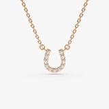 14K Mini Diamond Horseshoe Necklace 14K Rose Gold Ferkos Fine Jewelry