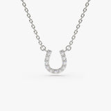14K Mini Diamond Horseshoe Necklace 14K White Gold Ferkos Fine Jewelry