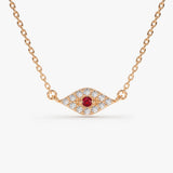 14K Gold Diamond and Ruby Evil Eye Necklace 14K Rose Gold Ferkos Fine Jewelry