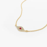 14K Gold Diamond and Ruby Evil Eye Necklace Ferkos Fine Jewelry