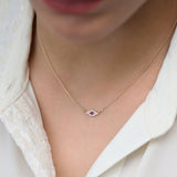 14K Gold Diamond and Ruby Evil Eye Necklace Ferkos Fine Jewelry