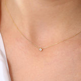 14K Gold Bezel Set Diamond Solitaire Necklace Ferkos Fine Jewelry