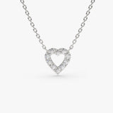 14K Gold Tiny Diamond Heart Necklace 14K White Gold Ferkos Fine Jewelry