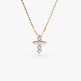 14K Gold Tiny Diamond Cross Necklace 14K Rose Gold Ferkos Fine Jewelry