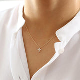 14K Gold Tiny Diamond Cross Necklace Ferkos Fine Jewelry