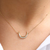 14K Gold Diamond Crescent Moon Necklace Ferkos Fine Jewelry