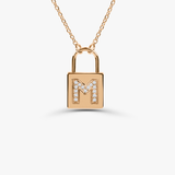 14K Gold Padlock Initial Necklace 14K Rose Gold Ferkos Fine Jewelry