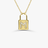 14K Gold Padlock Initial Necklace 14K Gold Ferkos Fine Jewelry