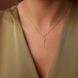 14K Gold Diamond Key Charm Necklace Ferkos Fine Jewelry