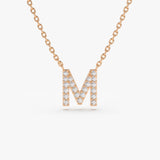 14K Gold Diamond Initial Necklace 14K Rose Gold Ferkos Fine Jewelry