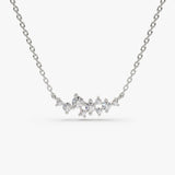 14K Gold Nine Diamond Cluster Necklace 14K White Gold Ferkos Fine Jewelry