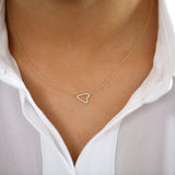 14K Gold Sideways Diamond Heart in Micro Pave Setting Ferkos Fine Jewelry