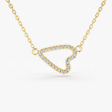 14K Gold Sideways Diamond Heart in Micro Pave Setting Ferkos Fine Jewelry