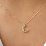 14k Gold Mini Crescent Moon Diamond Necklace Ferkos Fine Jewelry