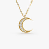 14k Gold Mini Crescent Moon Diamond Necklace 14K Gold Ferkos Fine Jewelry