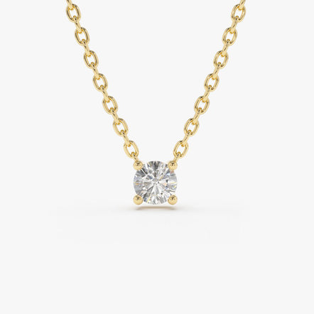 14K Gold Prong Setting Diamond Solitaire Necklace 14K Gold Ferkos Fine Jewelry