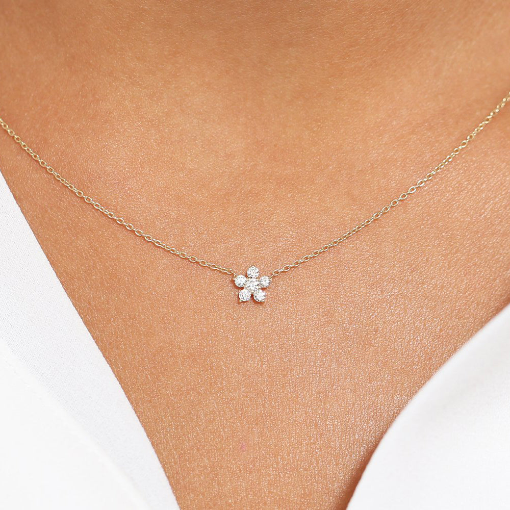 14K Gold Flower Charm Diamond Necklace – Ferkos Fine Jewelry