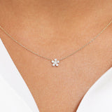 14K Gold Flower Charm Diamond Necklace Ferkos Fine Jewelry