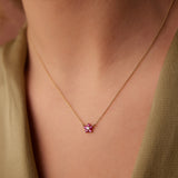 14K Ruby and Diamond Flower Charm Necklace Ferkos Fine Jewelry
