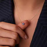 14k Sapphire and Diamond Flower Charm Necklace Ferkos Fine Jewelry