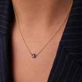 14k Sapphire and Diamond Flower Charm Necklace Ferkos Fine Jewelry