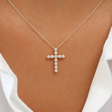 14K Gold Bezel Setting With Milgrain Diamond Cross Necklace Ferkos Fine Jewelry