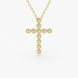 14K Gold Bezel Setting With Milgrain Diamond Cross Necklace 14K Gold Ferkos Fine Jewelry