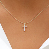 14K Gold Micro Pave Diamond Cross Necklace Ferkos Fine Jewelry