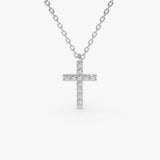 14K Gold Micro Pave Diamond Cross Necklace 14K White Gold Ferkos Fine Jewelry