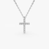 14K Gold Micro Pave Diamond Cross Necklace 14K White Gold Ferkos Fine Jewelry