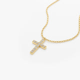 14K Gold Micro Pave Diamond Cross Necklace  Ferkos Fine Jewelry